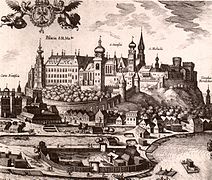 Una xilografía del Castillo de Wawel en 1617.