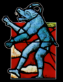 5 novembre 2012 Image médiévale d'un loup-garou ou un loup en forme de démon, détail d'un vitrail de Notre-Dame de Paris.