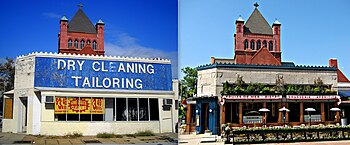 The preservation of this historic building in Washington, D.C., resulted in an award for Excellence in Historic Preservation by the local government. 1601 14th Street NW montage.jpg