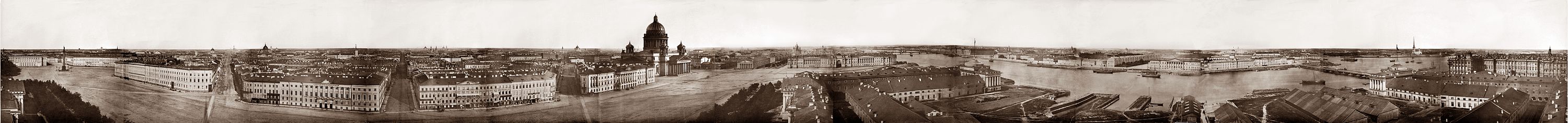 Панорама Санкт-Петербурга из 13 кадров, сделанная с башни Адмиралтейства. 1861 г.