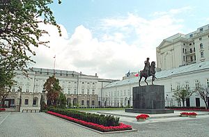 Presidential Palace, Warsaw, with equestrian statue of Prince Jzef Poniatowski by Bertel Thorvaldsen.