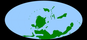 تشكل جغرافيا الأرض في اواخر الديفوني (تقريبا 370 م.س مضت)