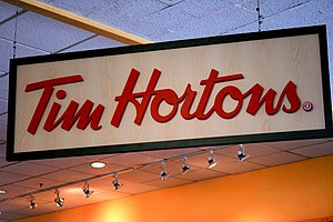 A typical Tim Hortons store sign