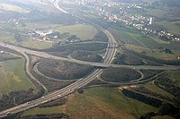 Luftaufnahme des Autobahnkreuz Saarbrücken