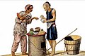 フィリピン先住民と中国混血の行商人のイラスト