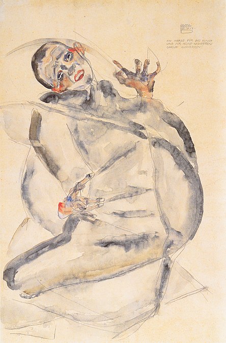 I shall endure for art and for the happiness of my lover. Self-portrait of Schiele in jail, 1912