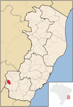 Localização de Divino de São Lourenço no Espírito Santo