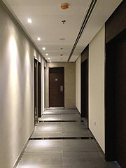 Typical common corridor on all levels at the Fakhro Tower