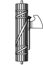 The fasces as depicted in the logo of the National Fascist Party. It is an axe bound in a bundle of wooden rods, symbolizing a magistrate's power over life or death through the death penalty. In the 20th century, it became the premier fascist symbol. Fascist symbol.svg