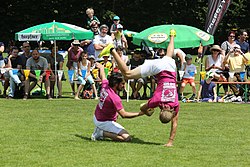 Freestyle-Frisbee-Demonstration durch Florian Hess (links) und Alexander Leist