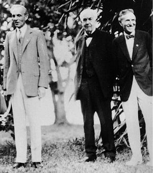 A photograph of Henry Ford, Thomas Alva Edison...