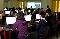 "Hands on" practice in first and second room (computer lab divided by transparent glass)