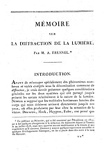 Vignette pour Mémoire sur la diffraction de la lumière (Fresnel, 1818)