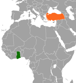 Map indicating locations of Ghana and Turkey