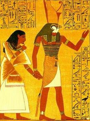 Horus, ancient Egyptian God, the Sun God, depi...