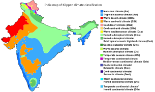 Кліматична карта Індії (за Кеппеном)