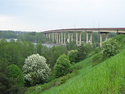 The Gvardeisky Strait (Finnish: Kivisillansalmi) is one of the two waterways leading from the Bay of Vyborg to Zashchitnaya Bay. The present-day sailing route to Saimaa Canal runs below the bridge.