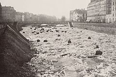 La Seine le 3 Janvier 1880 - Vue du quai du Marché-Neuf