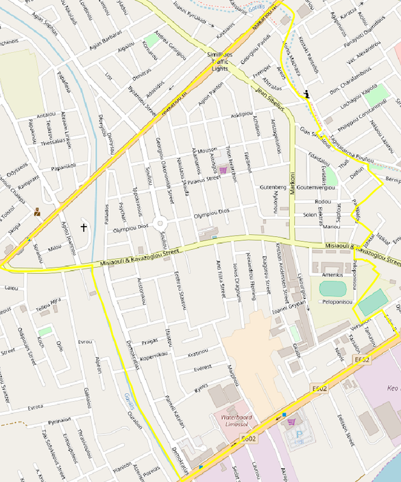 Local Map of Agios Ioannis quarter of Limassol Municipality Cyprus