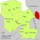 Расположение муниципалитета Алькублас на карте провинции