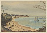 Painting of a boat floating in the bay at Sorrento, Victoria