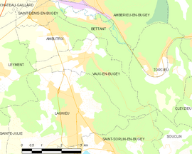 Mapa obce Vaux-en-Bugey
