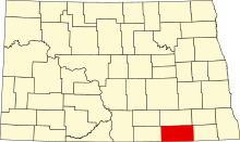 Разположение на окръга в Северна Дакота