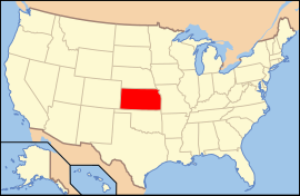 نقشه ایالت‌های آمریکا همراه برجسته‌بودن کانزاس