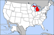 Michigan's location in the United States.