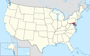 Карта Соединенных Штатов Америки с выделением Мэриленда