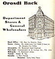 Plaquette des succursales d'Orosdi Back, début du XXe s.