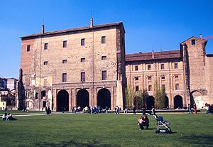 View of Palazzo della Pilotta. The rebuilt par...