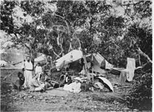 Sir Peter Scratchley's Camp near the bank of the Aroa and Redscar Bay in 1885 Picturesque New Guinea Plate XVI - Sir Peter Scratchley's Camp.jpg