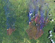 L'imagerie satellitaire permet de mieux suivre les incendies (ici aux États-Unis) et lutter contre eux.