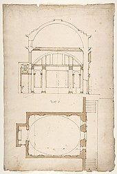 Plan and section of Sant'Andrea in Via Flaminia in Rome S. Andrea via Flaminia, plan; section.jpg