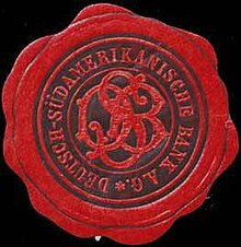 Marca de sello del Banco Germánico de la América del Sur