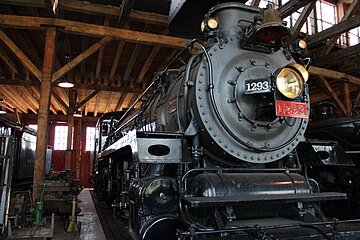 No. 1293 on display inside the Age of Steam Roundhouse, on April 23, 2022