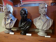 Three great men of Scottish literature: busts of Burns, Scott and Stevenson. Three great men of Scottish literature.JPG