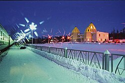 Tommot railway station in winter