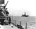 A USS Wichita (CA-45) amerikai nehézcirkáló 1943. január 29-én útban Guadacanal szigetéhez, a Task force 18 kötelék részeként. A háttérben két Northampton osztályú nehézcirkáló, a USS Chicago (CA-29) és a USS Louisville (CA-28) látható.