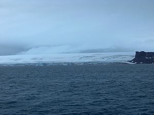 Mündung des Werila-Gletschers in die Walker Bay (rechts: Ustra Peak)