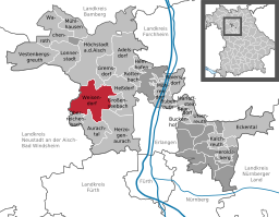 Läget för Weisendorf i Landkreis Erlangen-Höchstadt