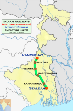 (Sealdah - Rampurhat) Intercity Express route map