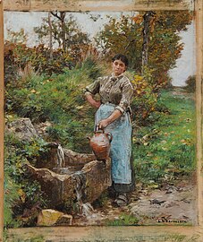 Léon Augustin Lhermitte, À la fontaine, 1885, musée des Beaux-Arts de Reims.