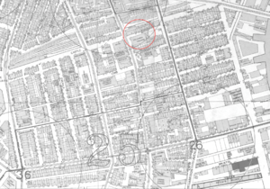 Detail of 1896 map of Boston, showing location of Columbia Theatre