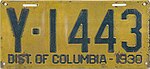 Номерной знак округа Колумбия 1930 года - Номер Y-1443.jpg