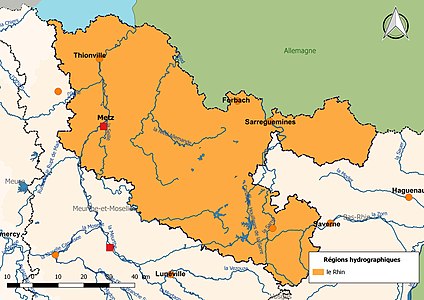 La Moselle est dans une seule région hydrographique : le Rhin.