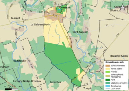 Carte des infrastructures et de l'occupation des sols en 2018 (CLC) de la commune.