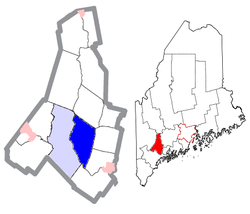 Localização no condado de Androscoggin (azul escuro)