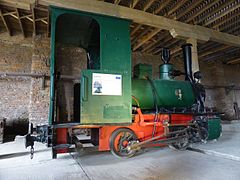 Locomotora de vapor en el hotel-museo. Fabricada por Orenstein & Koppel, en 1913.